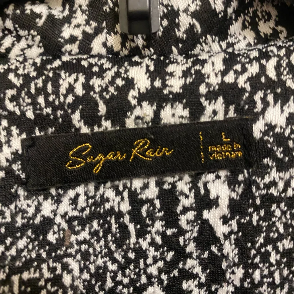 Sugar Rain Womens Long Knit Coat Jacket L 44” Black & White No Closure Size L - Image 2