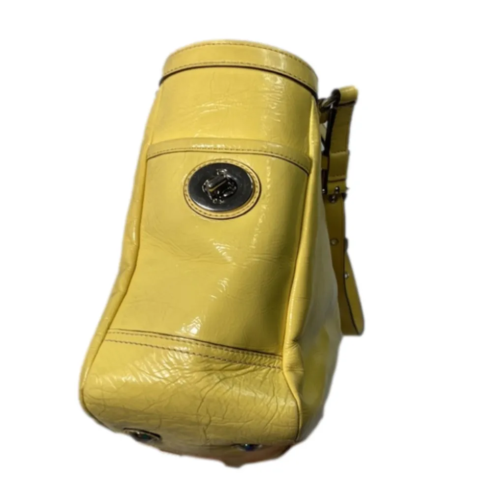 Coach Ashley Yellow Patent Leather Satchel Bag - Image 4