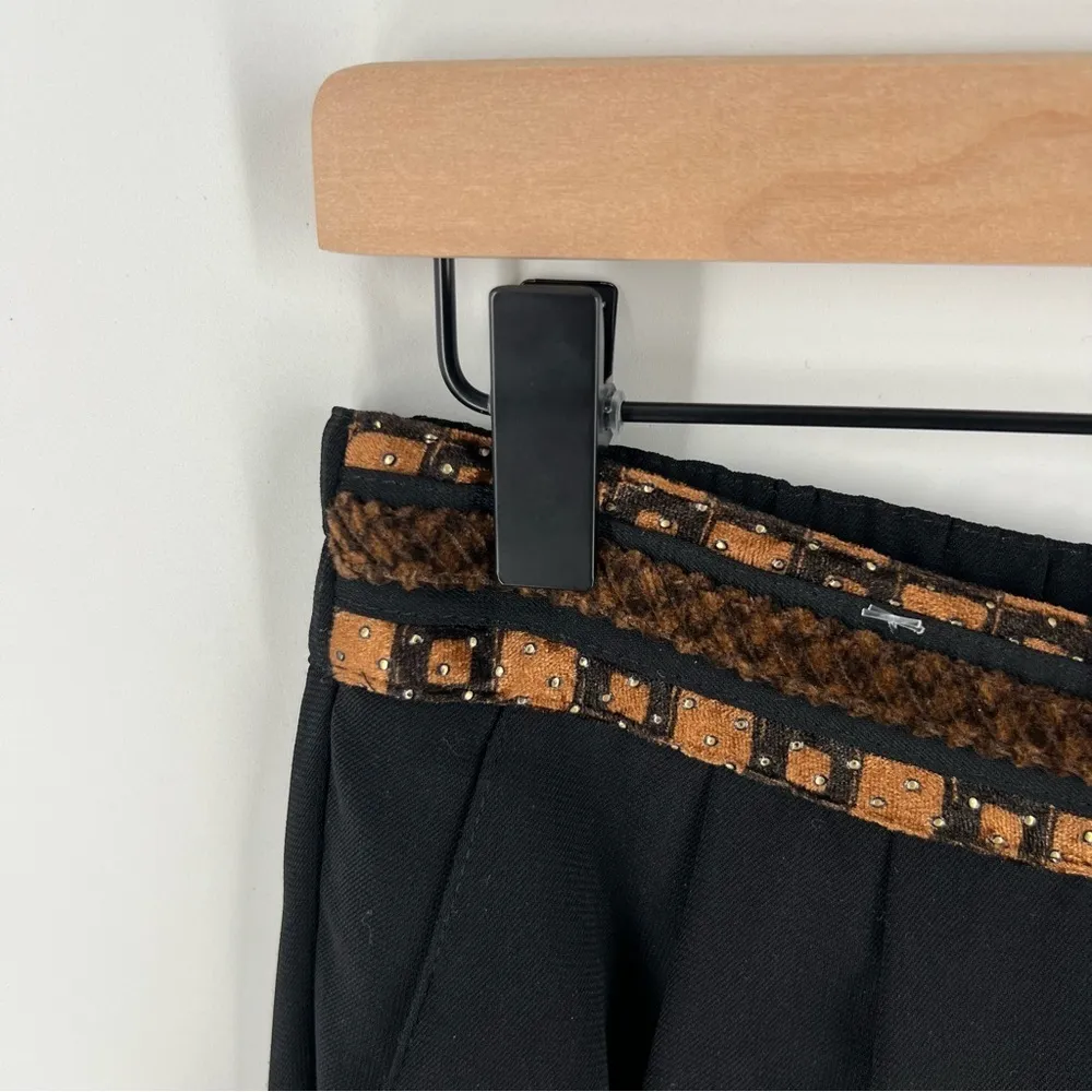 Nancy Bolen City Girl Vintage Velvet Waist Trim Pleated Front‎ Trousers Black Size 12 - Image 4