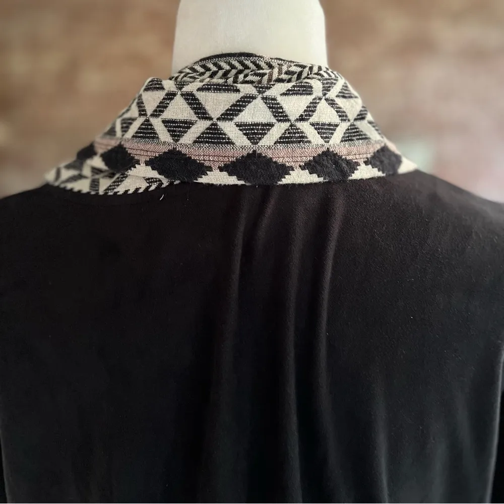 Skies Are Blue Cardigan Open Front Black Tan Faux Suede S Southwestern Boho Chic - Image 11