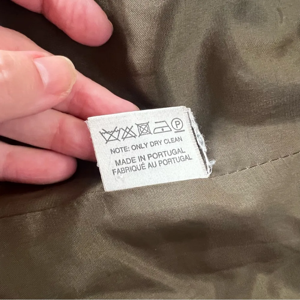 Ivan Grundahl olive green wool long trench coat sz 6 medium designed jacket - Image 5