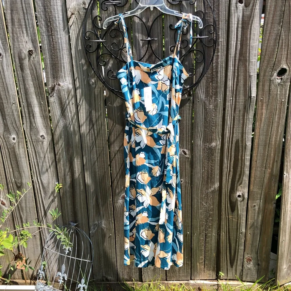 Roxy Nowhere to Hide Dress Small Midi Print Strappy Hibiscus 🌺 - Image 3