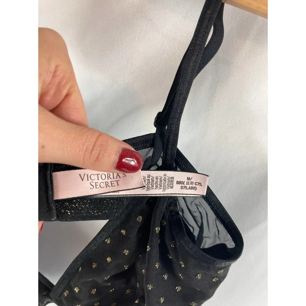 victorias secret gold polka dot bralette M - Image 2