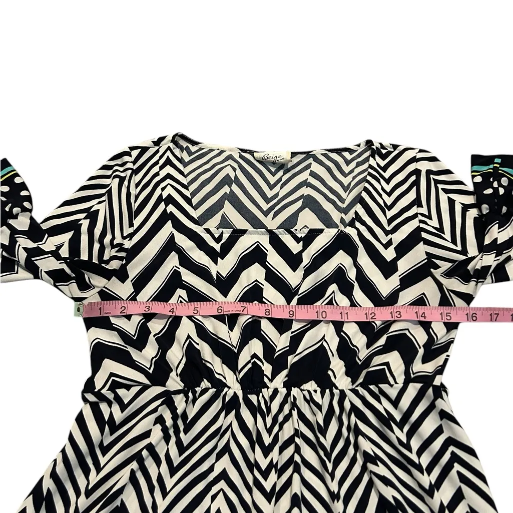 3/$15 BEIGE BY ECI stretchy black and white dress Size L - Image 3