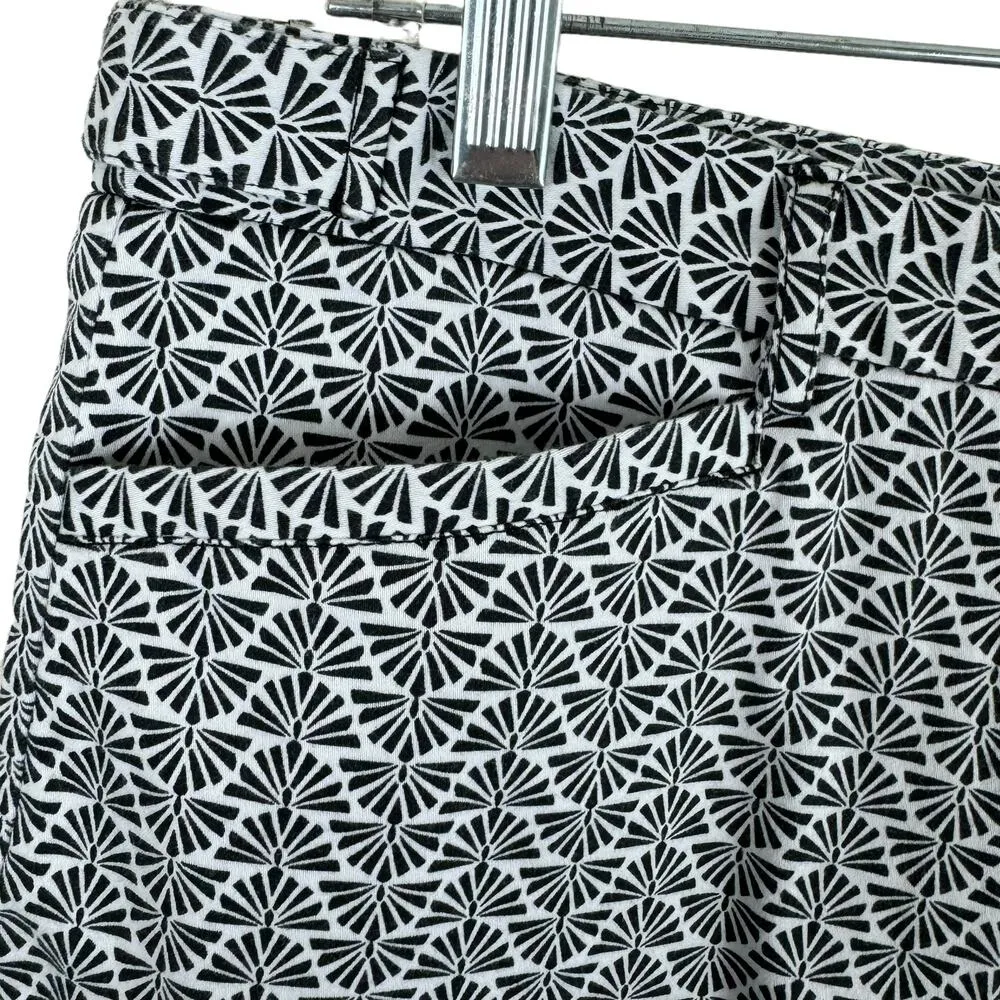 Laundry By Shelli Segal Black White Fan Print Cotton Chino Shorts Size 10 - Image 3