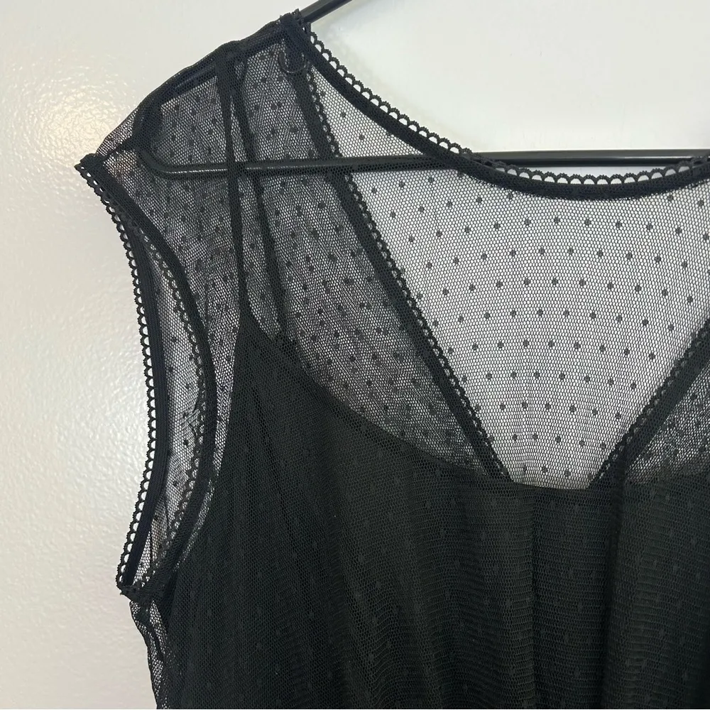 NWT Maggy London Black Mesh Illusion Sleeveless Dress Size 14 - Image 3