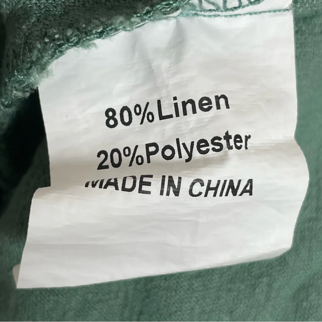 Wide Leg Jumpsuit Linen Blend Women Size Small Green Boho Casual Slouchy Pockets - Image 9