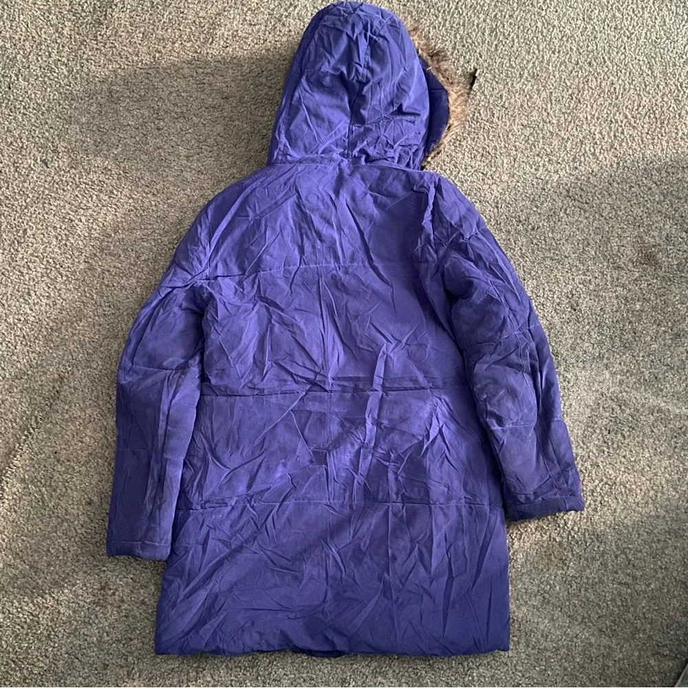 Royal Blue Faux Suede Puffer Coat - Image 2