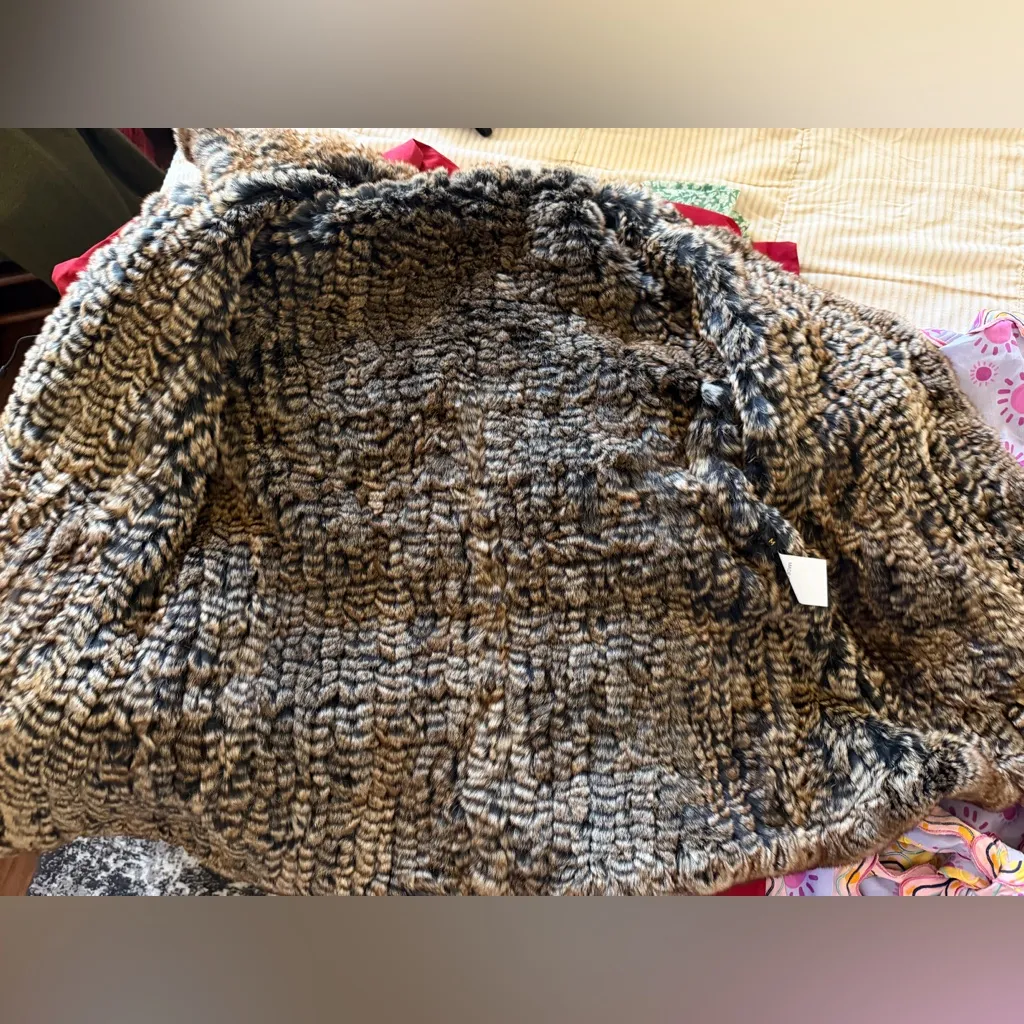 Vintage Rex Rabbit Fur Short Jacket Brown Pattern Medium EUC - Image 6