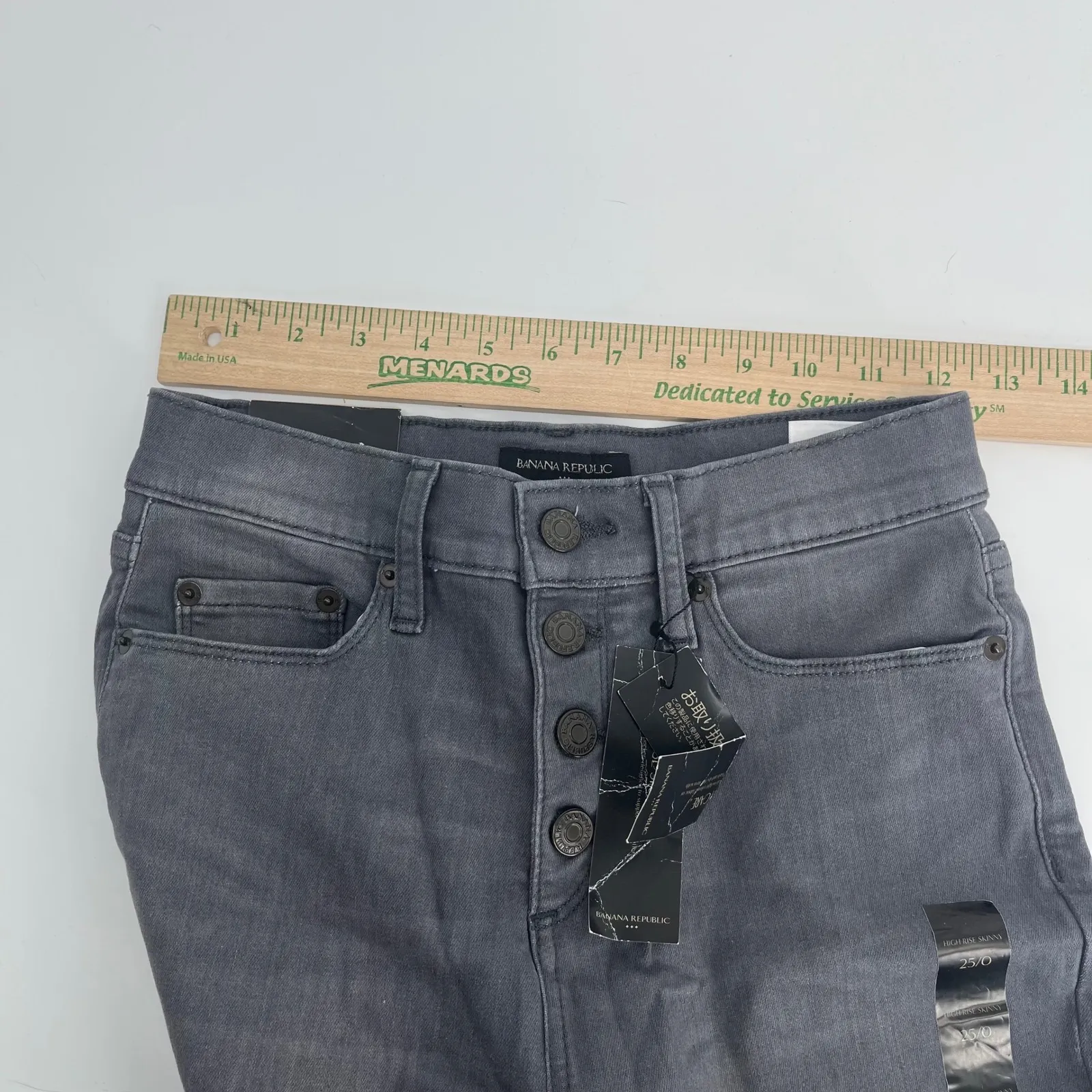 Banana Republic High Rise Skinny Button Fly‎ Gray Jeans Women Size 25 - Image 6