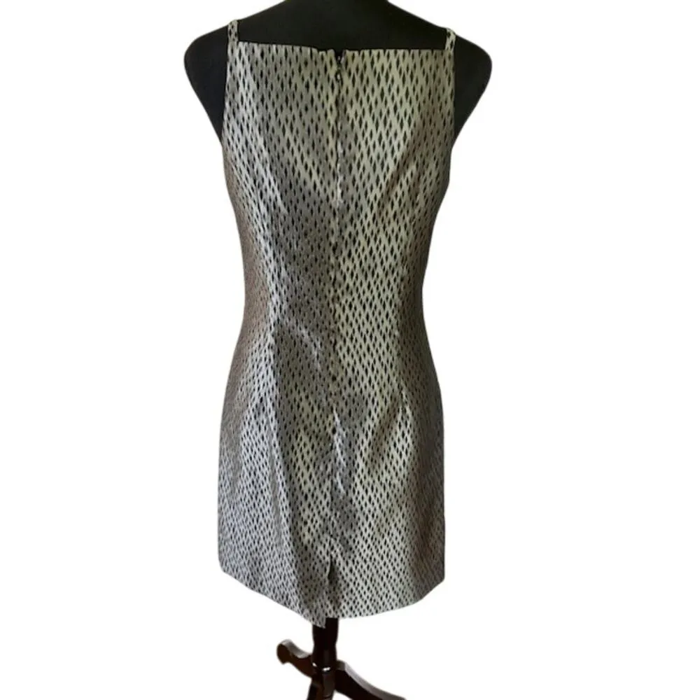 Vintage 90s Silver & Black Geometric Slip Dress 4 – Sleek Satin Minimalist Look - Image 3