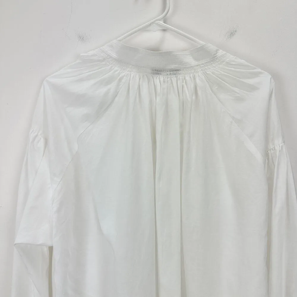 Madewell Shirred Long Sleeve Lightweight Flowy Blouse Cotton White Large NWT - Image 14
