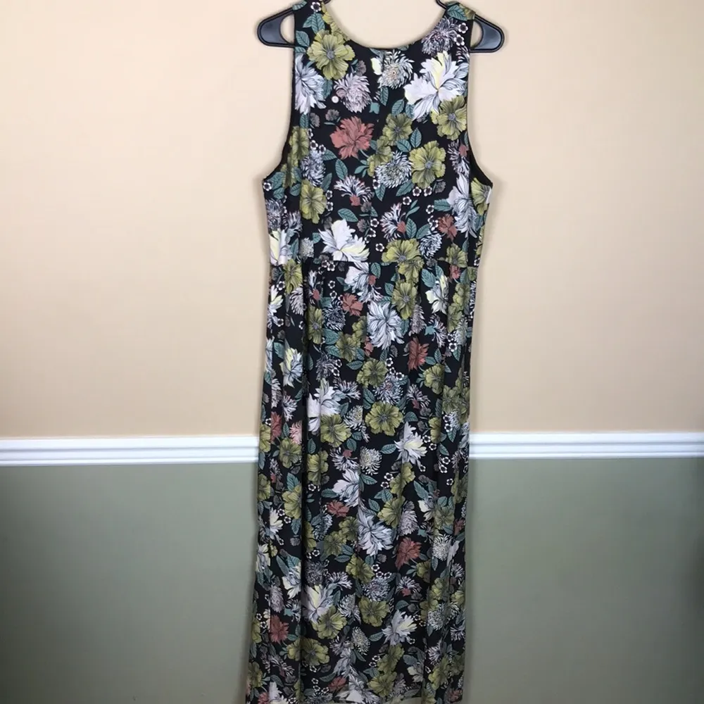 LOFT Women’s Floral Print Multicolor Defined Waist Leg Slits Tank Maxi Dress - Image 5