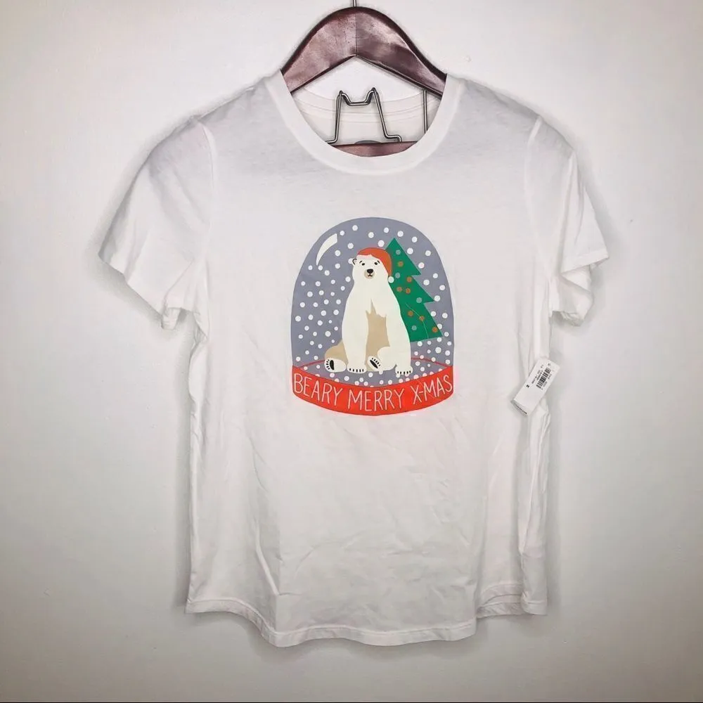 NWT Old Navy Beary Merry Xmas Christmas Shirt‎ M Polar Bear - Image 6