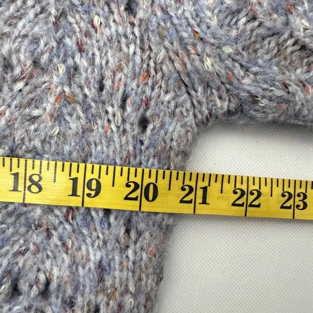 Bobeau Sweater Womens Medium Blue Chunky Mock Neck Cable Knit Fisherman … - Image 8