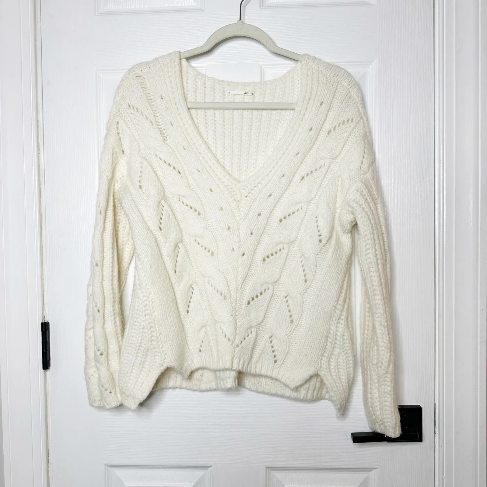 Anthropologie V-Neck Sweater Pullover‎ Chunky Knit Jumper Size XS - Image 2