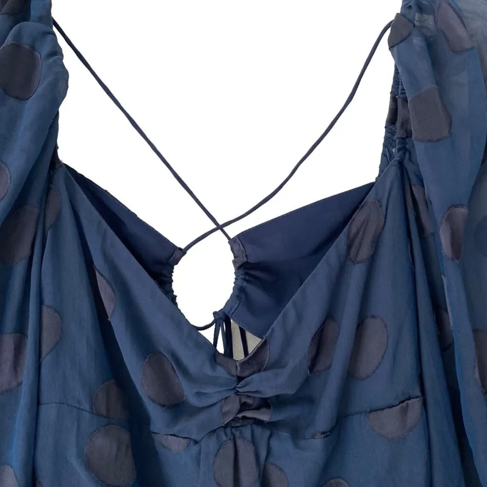 For Love and Lemons Lula Mini Navy Blue Polka Dot Dress size small - Image 5