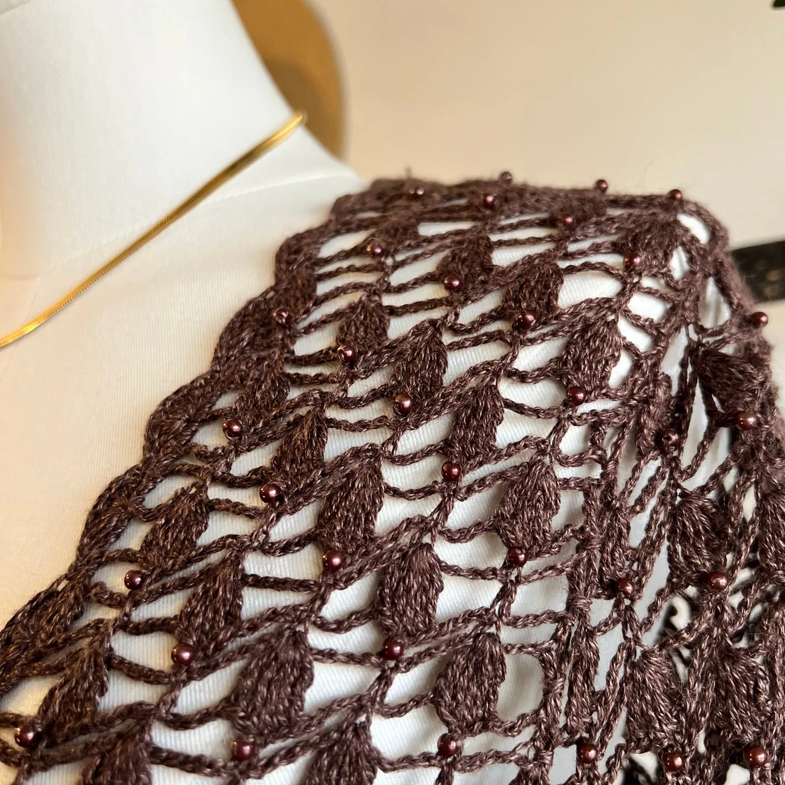 Wet Seal Y2K Vintage Brown Woven Loose Knit Beaded Cardigan Top Size Small - Image 7