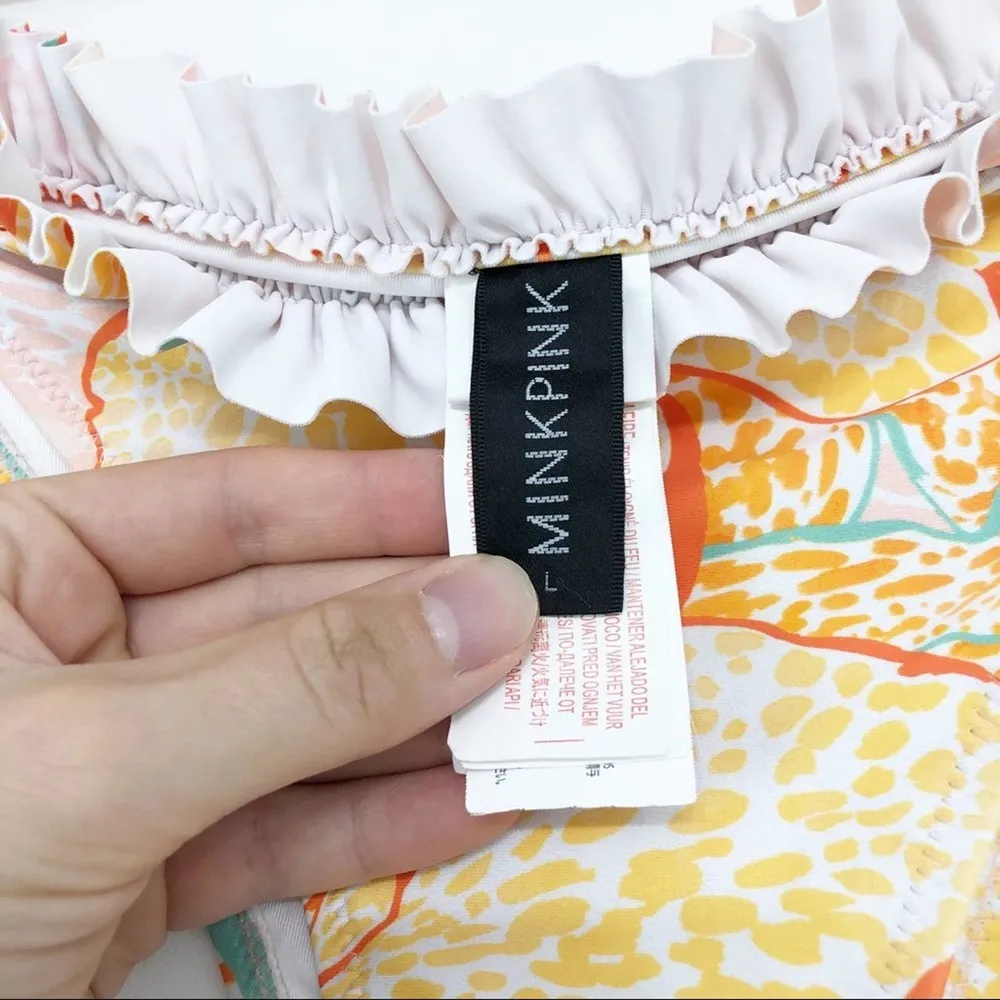 MINKPINK Animal Orchid Ruffle Bikini Bottom L - Image 4