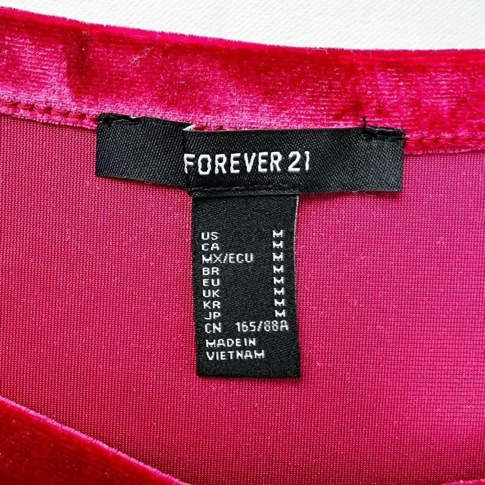Forever 21 Bright Pink Sleeveless Velour Shift Dress Size Medium - Image 5