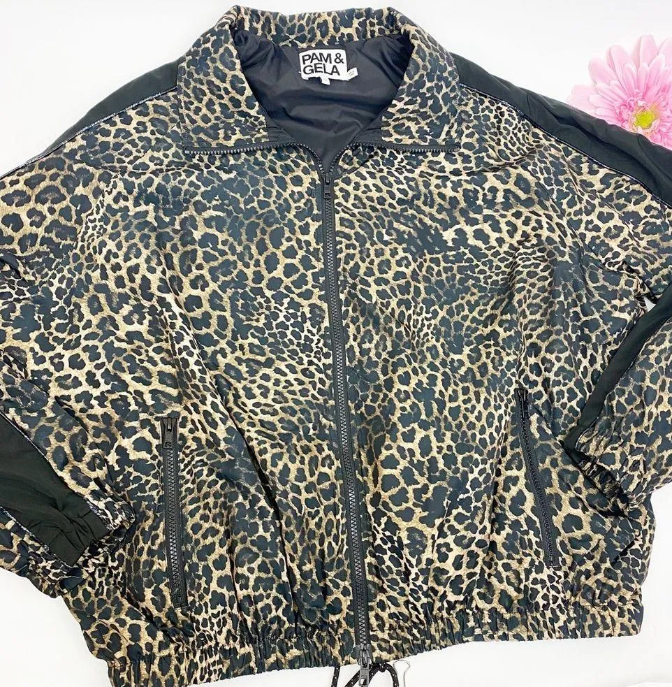 Pam & Gela X Revolve Leopard Animal Print Full Zip Windbreaker Jacket - Image 6
