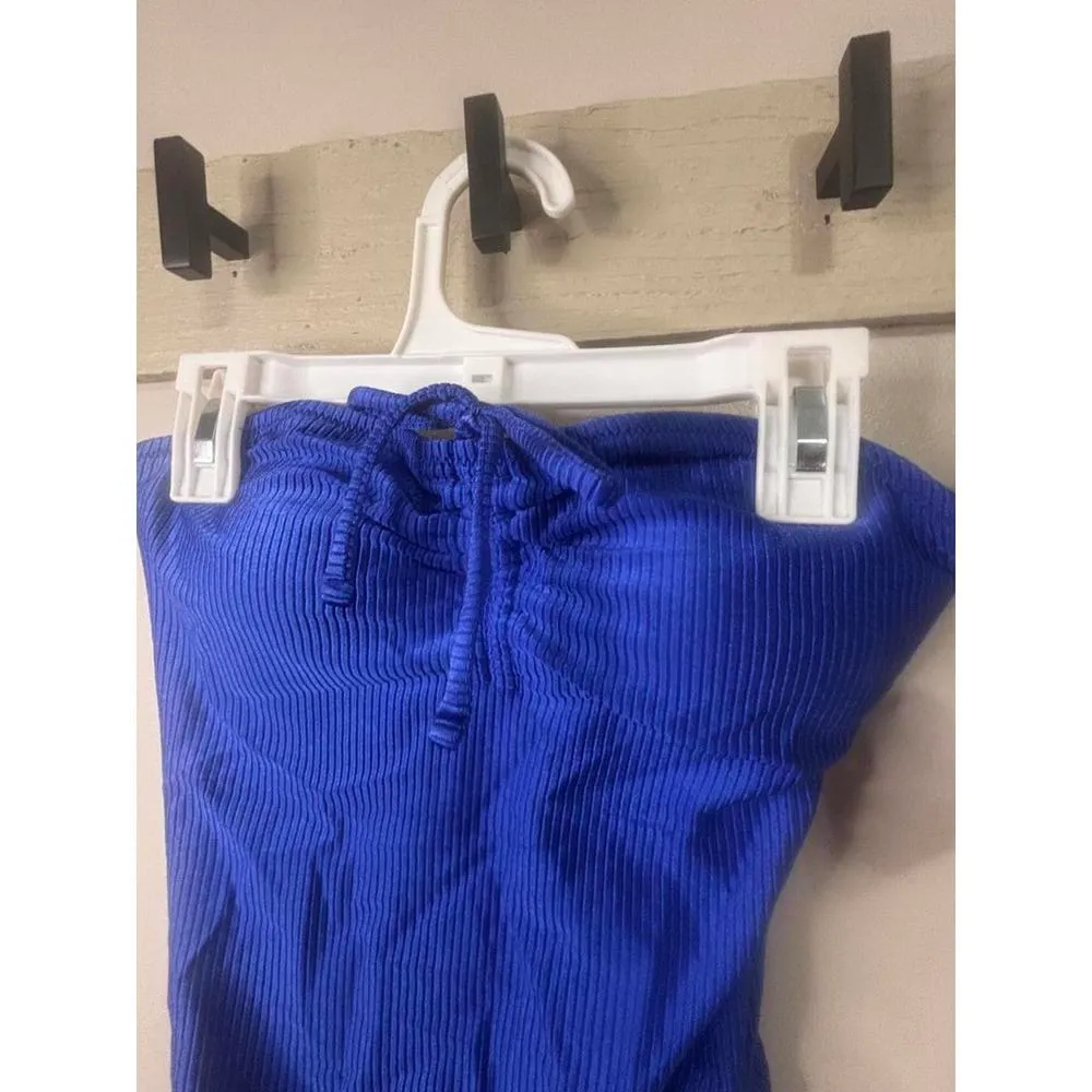 Aerie Stylish Blue Ribbed Swimwear One-Piece Small Long - Image 2