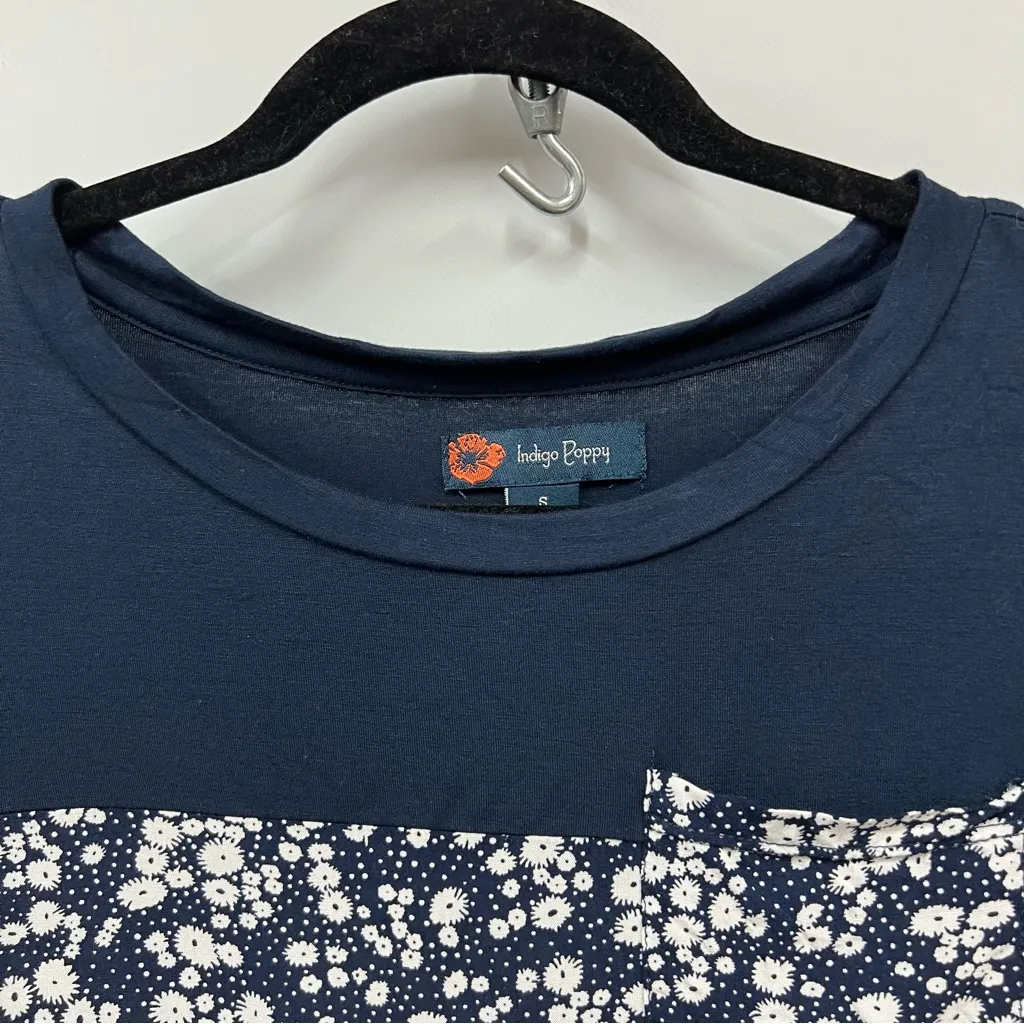 Navy Blue ditsy Floral Women's S Top - Image 9