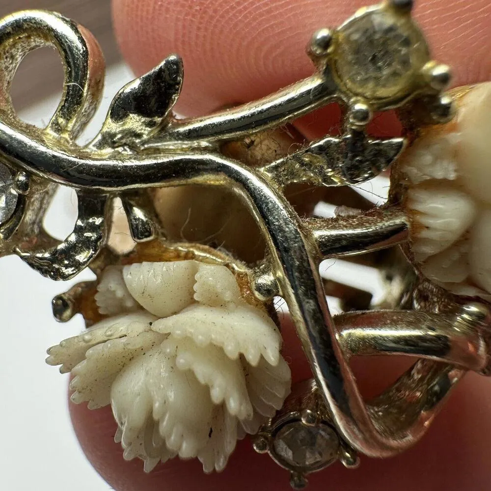 Flower / Bead Cluster Clip On Earrings Vintage 1 EMMONS / 1 Japan Lot Of 2 - Image 6