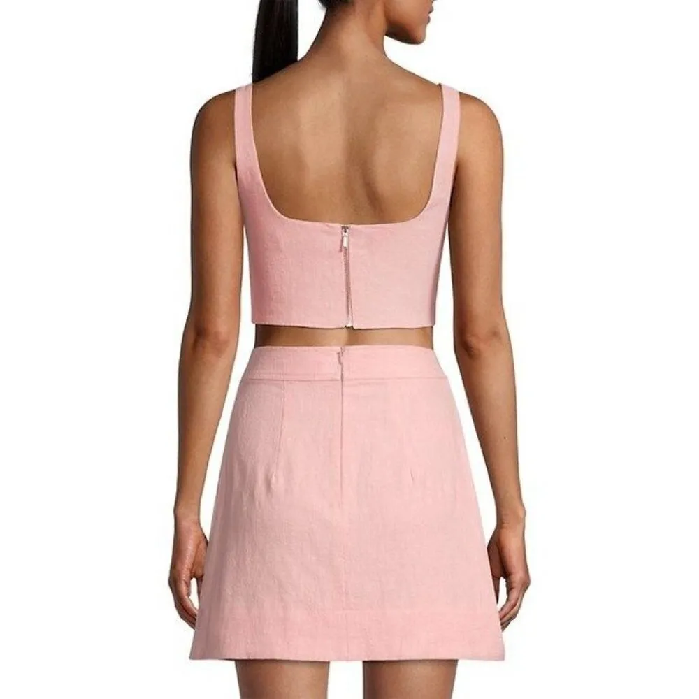 Bec & Bridge Bonnie Cut-Out Crop Top in Peony Pink 6 Womens Cropped Tank - Image 11