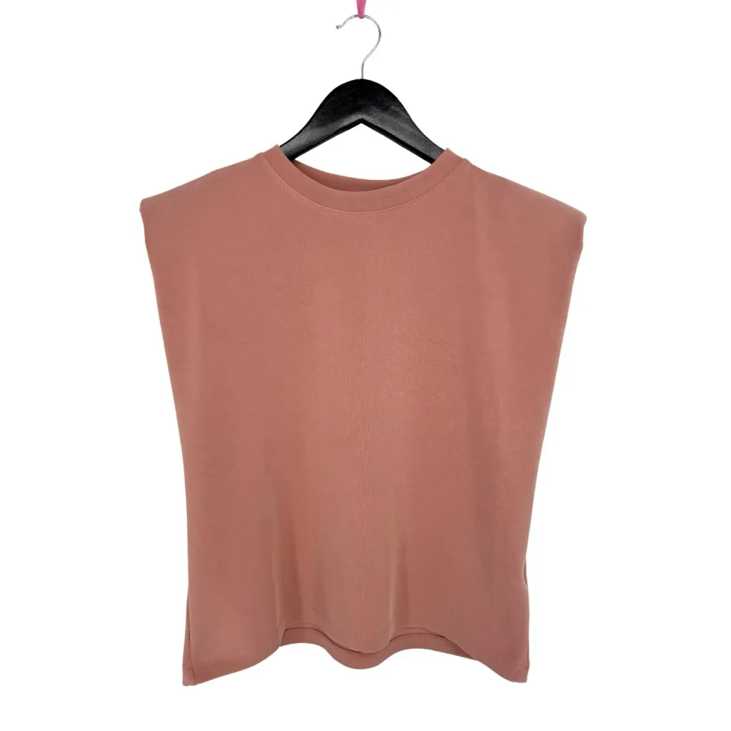 Parentezi REVOLVE Scuba Muscle Shoulder Pad Top Mellow Rose Pink Small Casual - Image 3