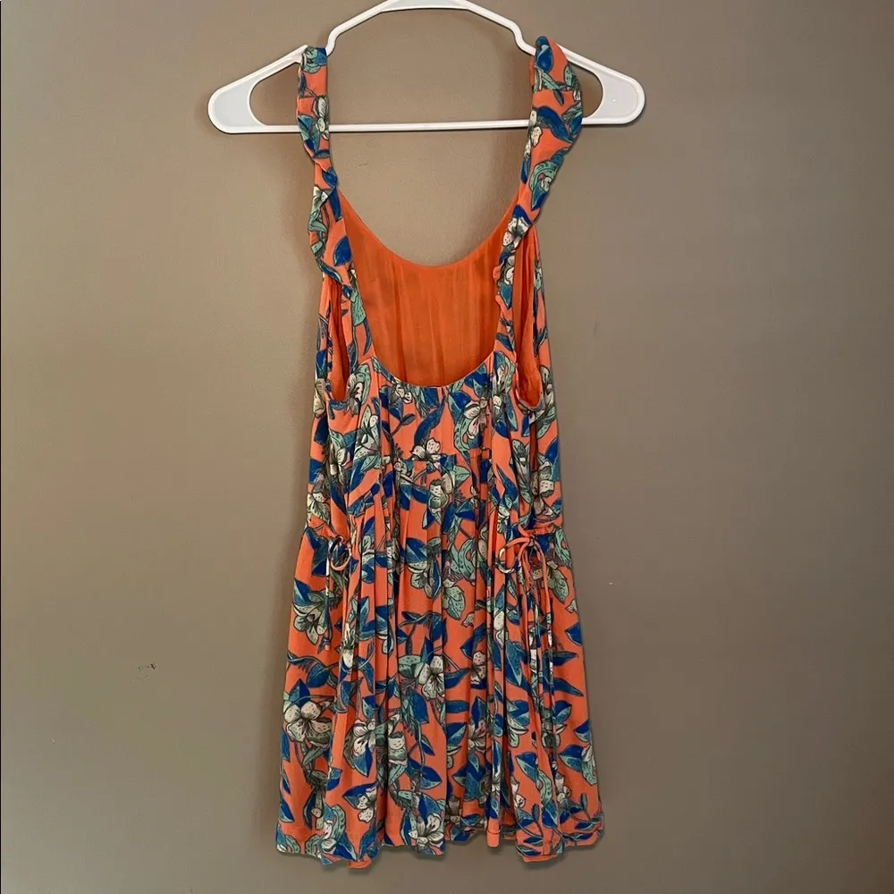 Free People Dear You Mini Boho Dress Orange Blue Floral XS - Image 5