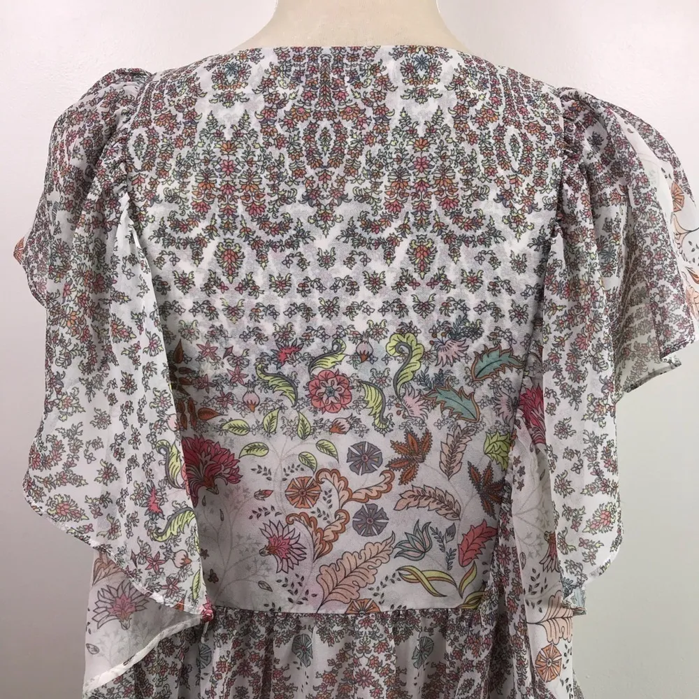 Matilda Jane Ruffle Sleeves Floral Blouse Women’s Size XS Chiffon Lightweight - Image 6