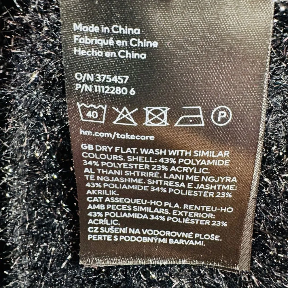 H&M Shimmer Oversized Wide Sleeve Sweater Black XS Pullover - Image 11