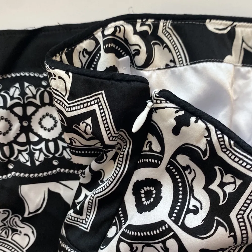 White House Black Market strapless silk floral scarf print dress, size 8 - Image 5