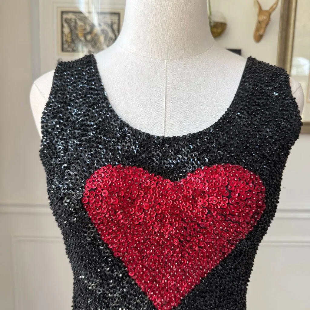 Double Zero Heart Sequin Tank Mini Dress M - Image 3