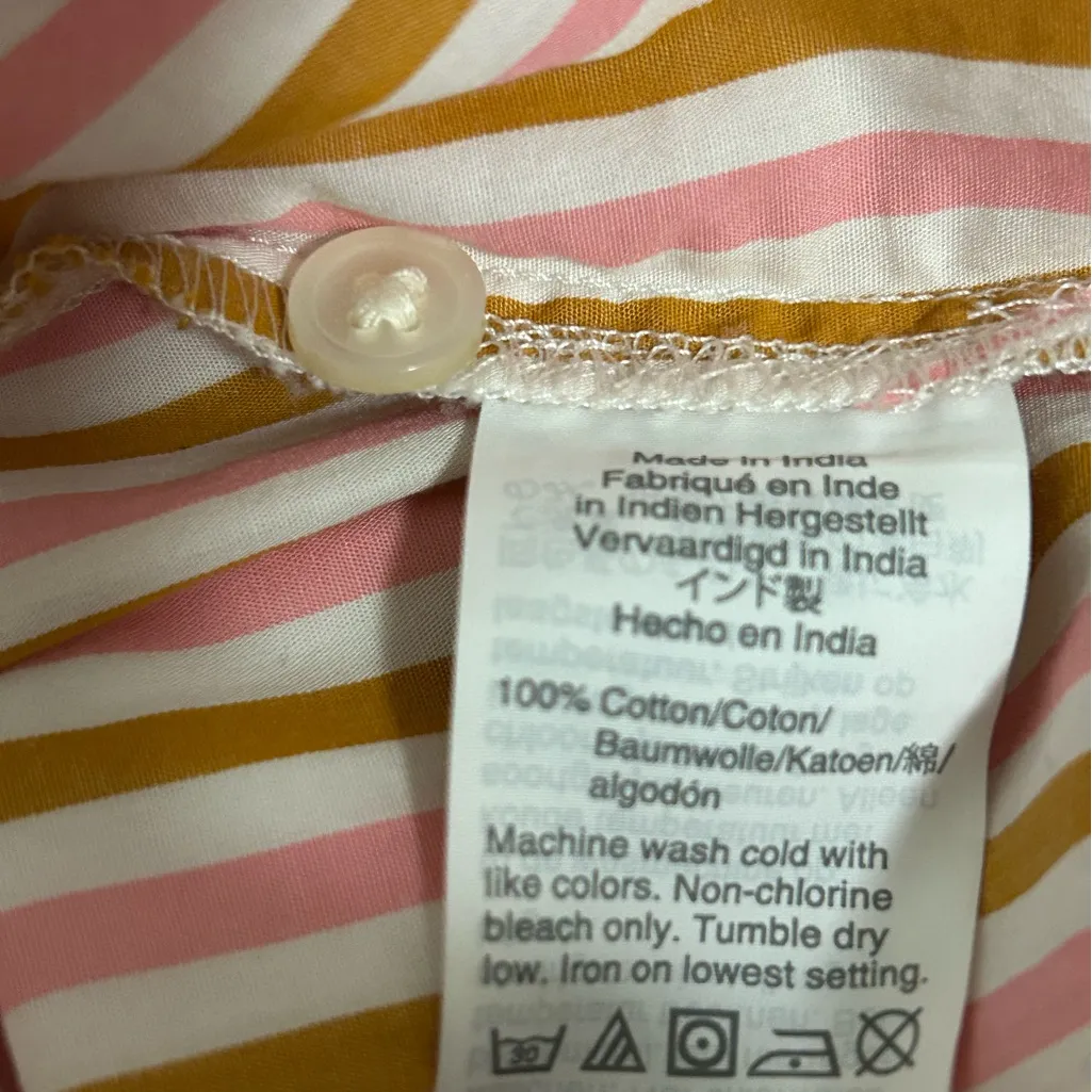 J Crew Striped Shirt White Pink Brown Size 4 - Image 12