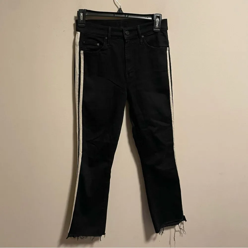 Mother Insider Crop Step Fray Jeans in Guilty Racer Womens Black Size 25 - Image 3
