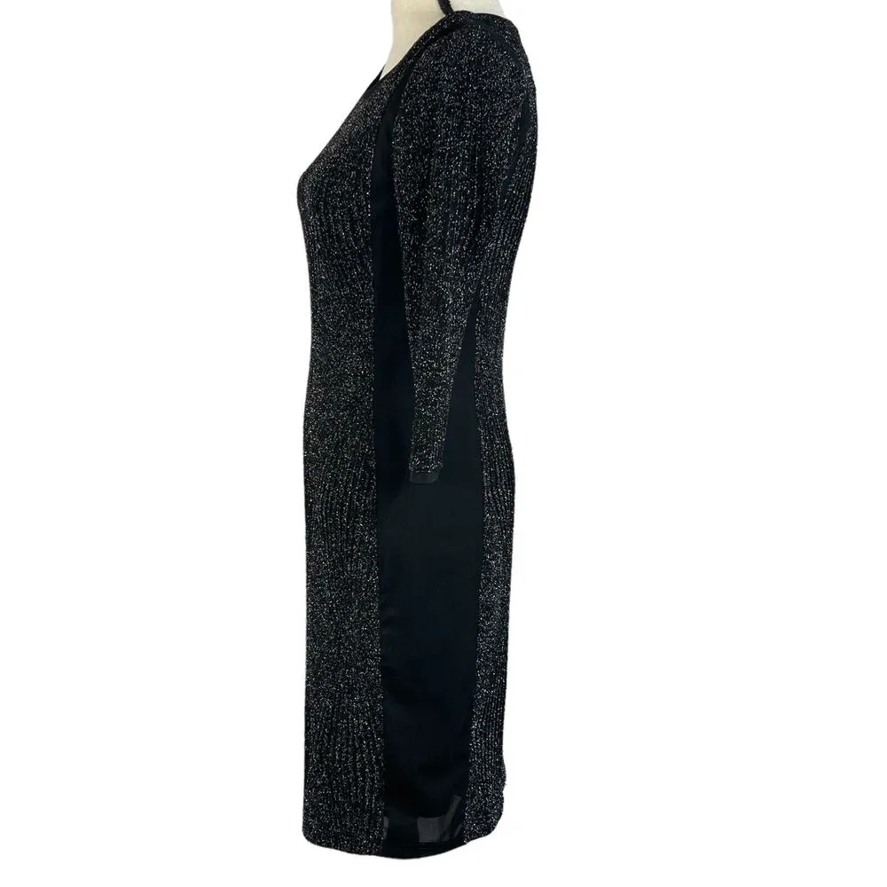 Joseph Ribkoff SZ 6 Bodycon Dress Scoop Neck 3/4 Sleeve Stretch Sparkly Glitter - Image 6