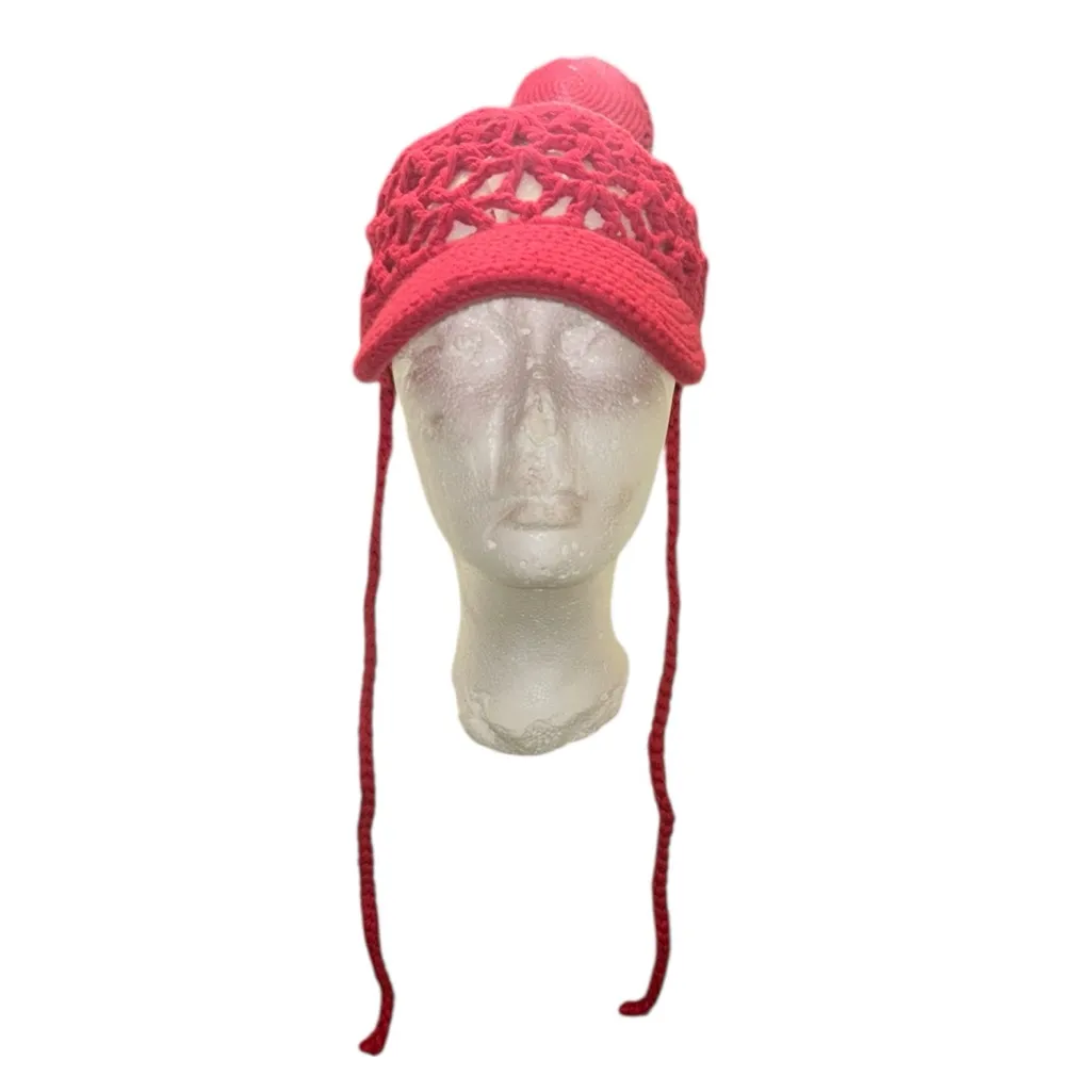 Free people Red Crotchet Baseball Hat - Image 4