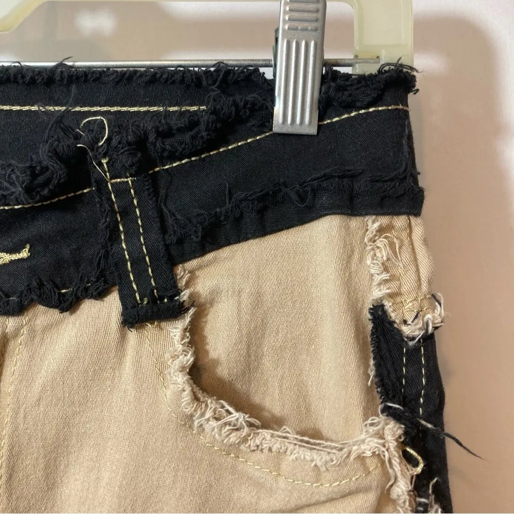 JEANS Black White Tan Patchwork Straight Leg Cut Off High Rise Jean Pants Size 27 - Image 4