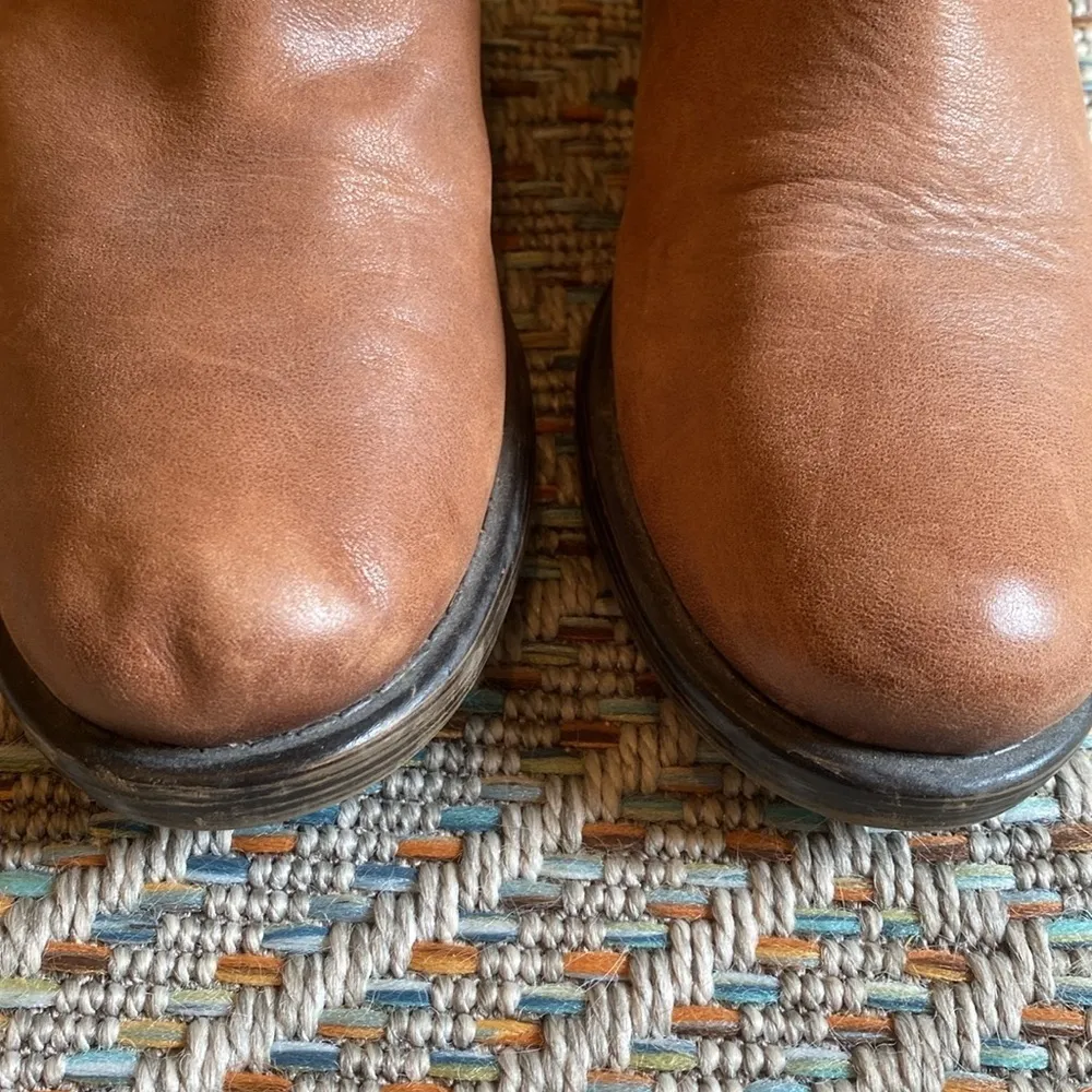 Luck Brand Norton Slouchy Leather Moto Buckle Boots Booties Tan 9.5 - Image 9