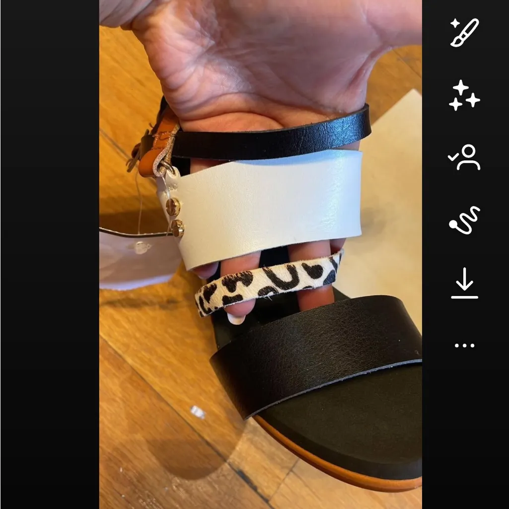 New Chunky Block Animal Print Multiple contrasting straps Heel Sandals Black Size 5 - Image 2