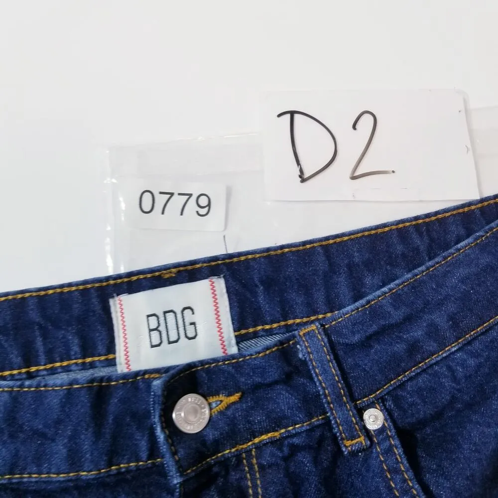 Urban Outfitters BDG Tapered Baggy Dark Wash Frayed Hem Blue Jeans - Image 12