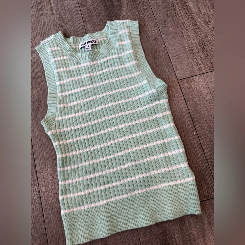Steve Madden Mint Green Striped Sleeveless Top - Image 6