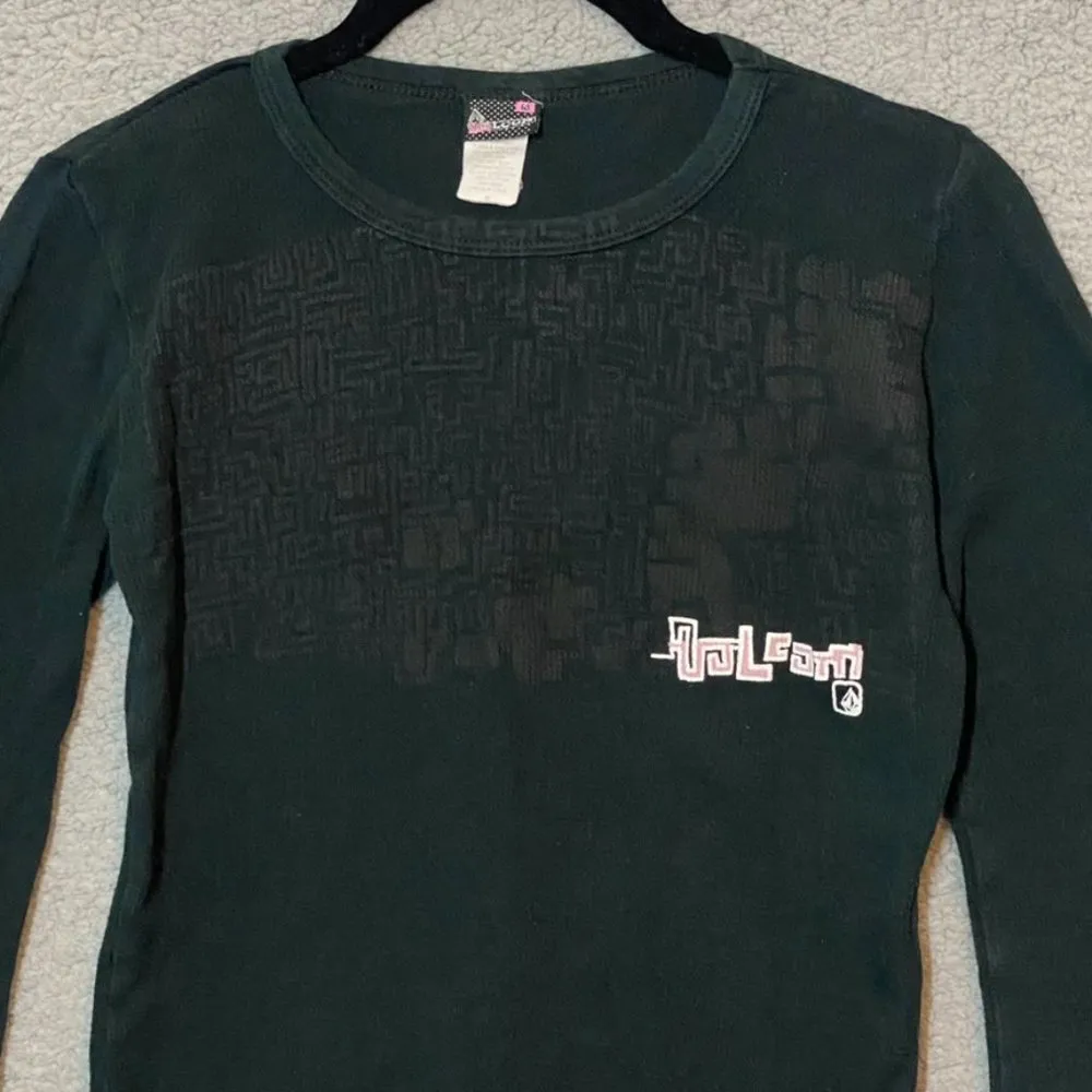 Volcom Vintage Black Thermal Sweater Pullover Top Size Small - Image 2