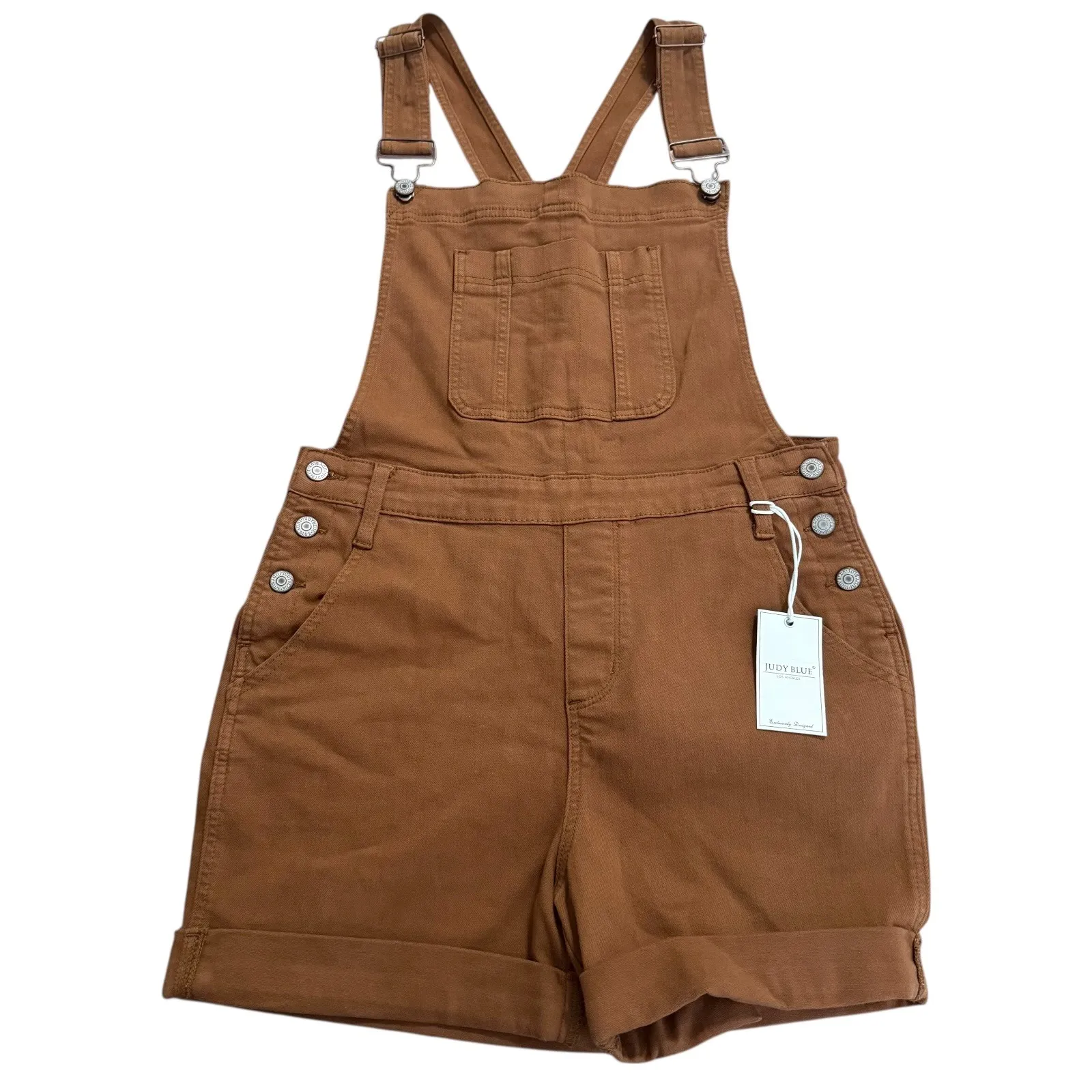 Judy Blue NWT Women Brown Shortalls Overalls Bibs Size L JB150241 C-CO Utility - Image 2