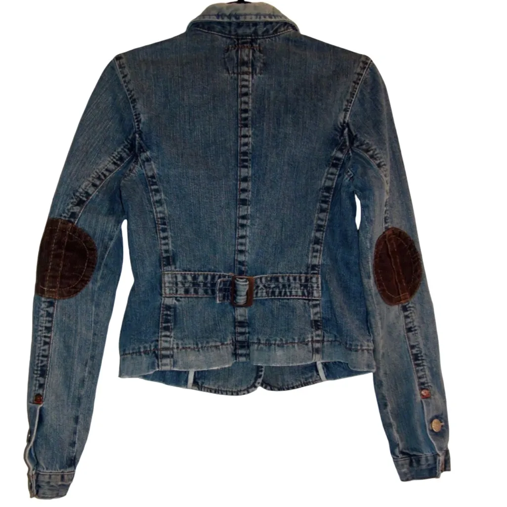 Y2K True Religion Denim Jacket corduroy elbow patch women’s SZ L Retro Vintage - Image 12