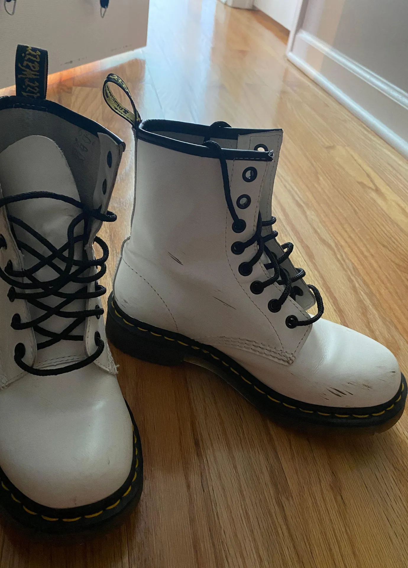 Doc Martens White 1490 Leather Lace Up Boots - Image 2