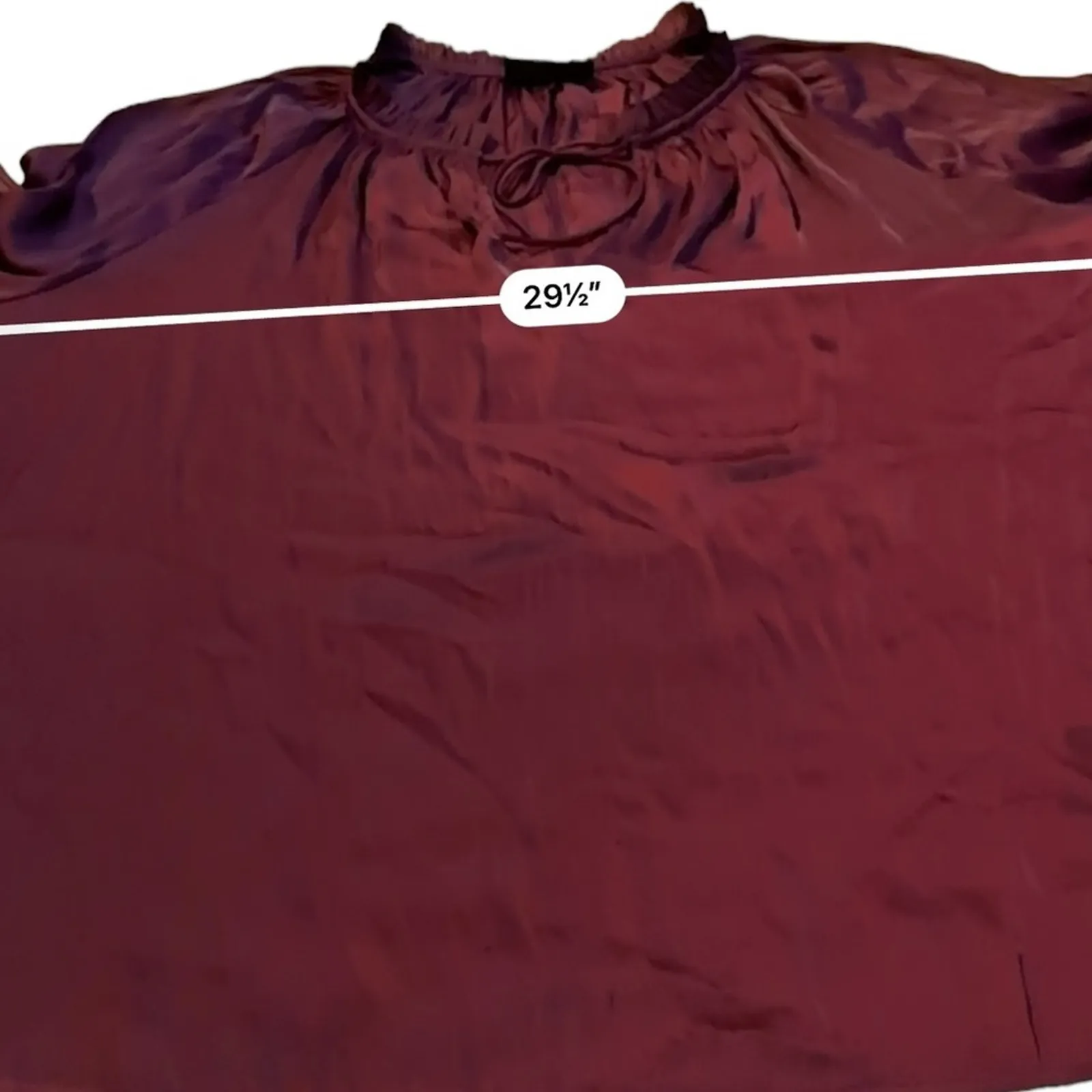 Lane‎ Bryant Maroon Dark Red Long Sleeve Ruffle Split Neck Top Sz 26/28 - Image 13