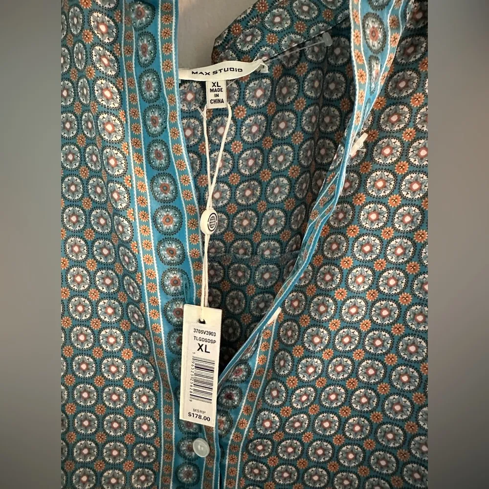 Max Studio Two Piece Blue and Orange Lounge Pajama Set NWT - Image 2